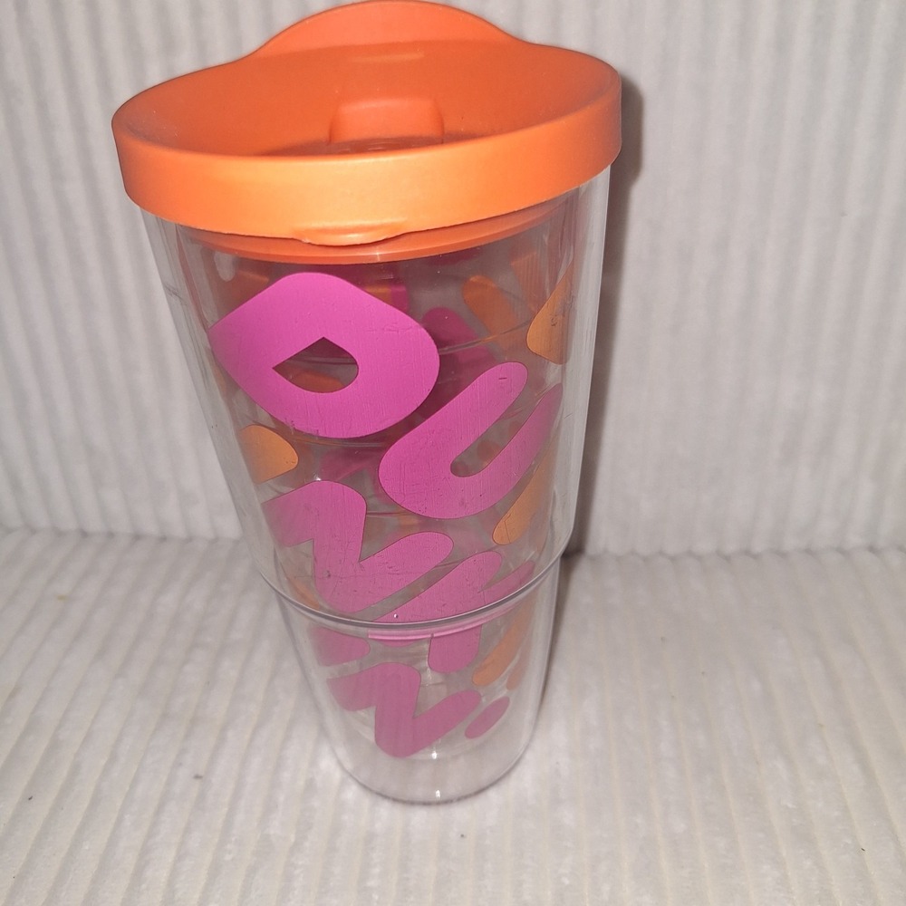 Dunkin Donuts Travel Mug Tervis Tumbler With Orange Lid Cup 24oz
